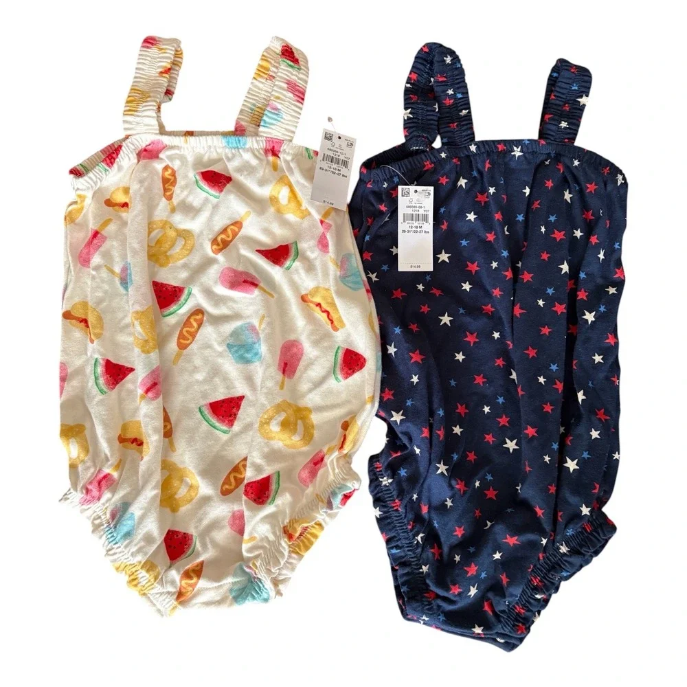 Old Navy Baby Girls 12-18M Bubble Romper Bundle 5 Pack Fruit Floral Ice  NWT